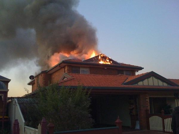 House burning down