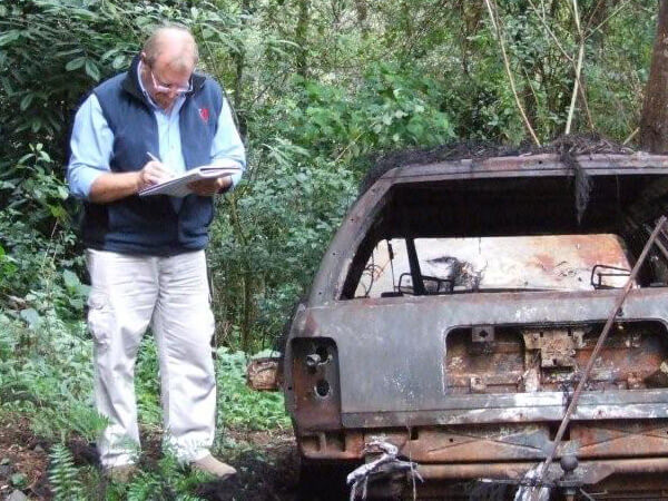 Assessing burnt car
