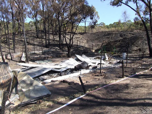 Burnt down shed